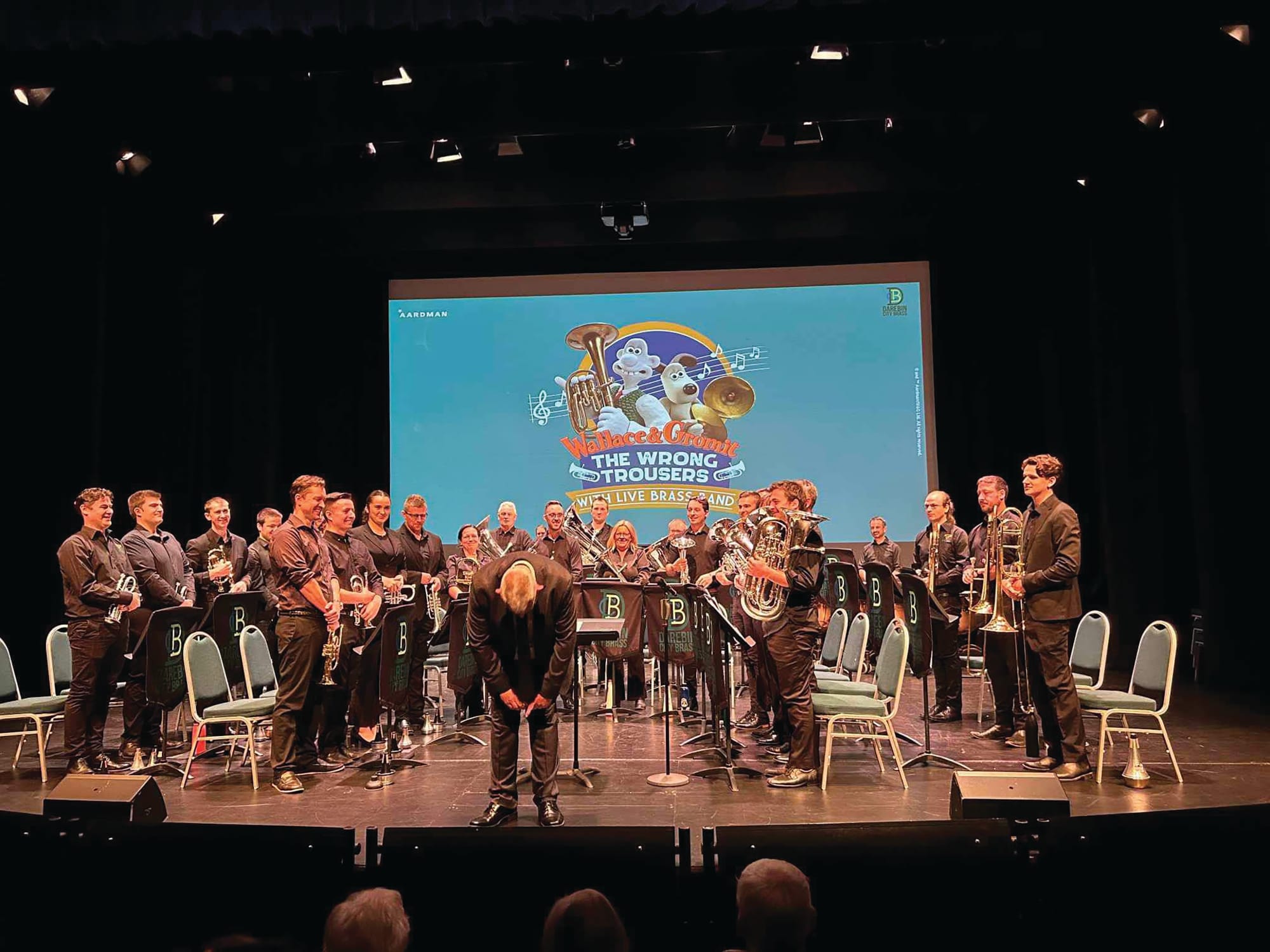 Wallace and Gromit, played by a big band