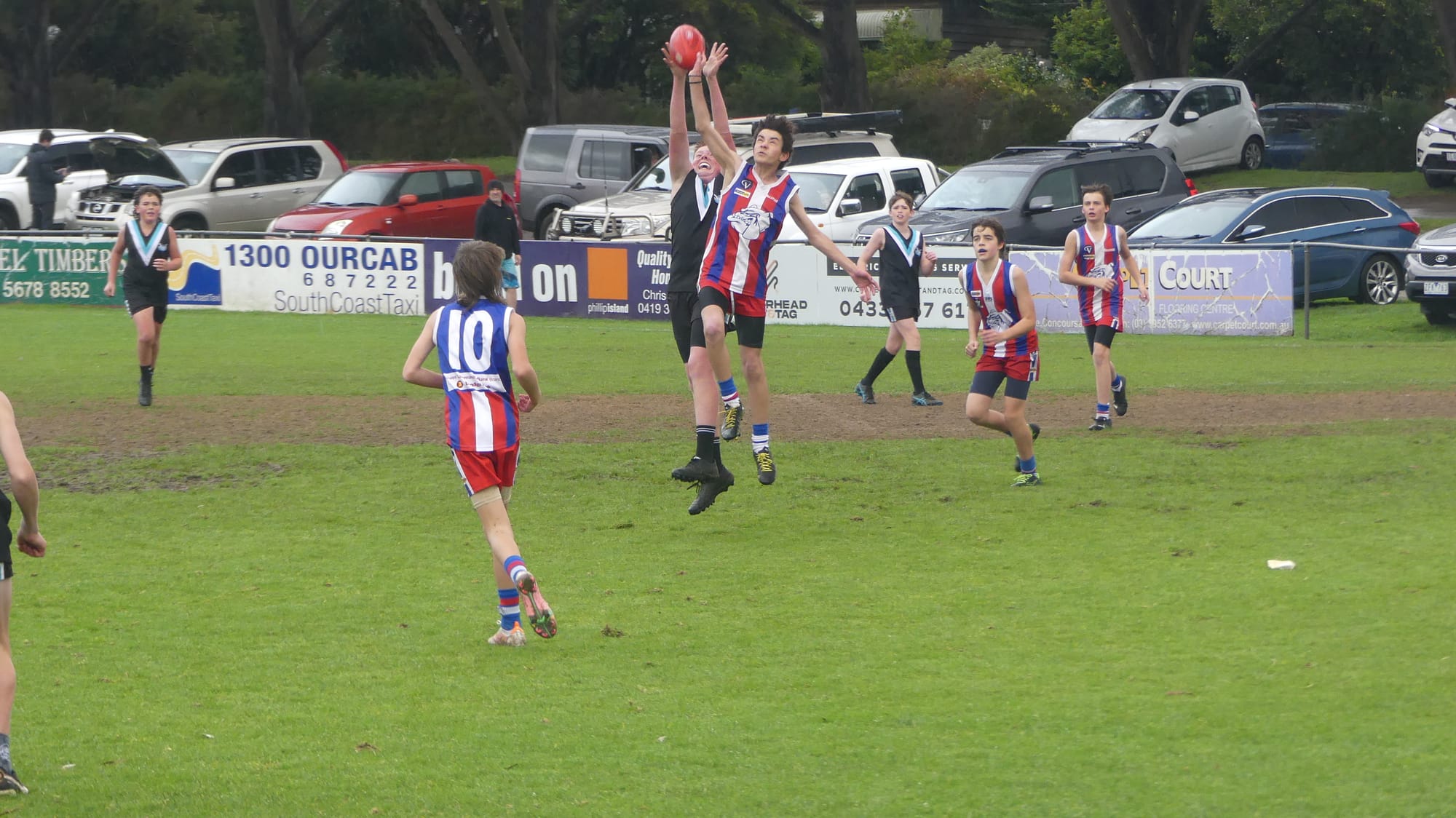 Wet and windy footy - U14 Blue vs Wonthaggi Power