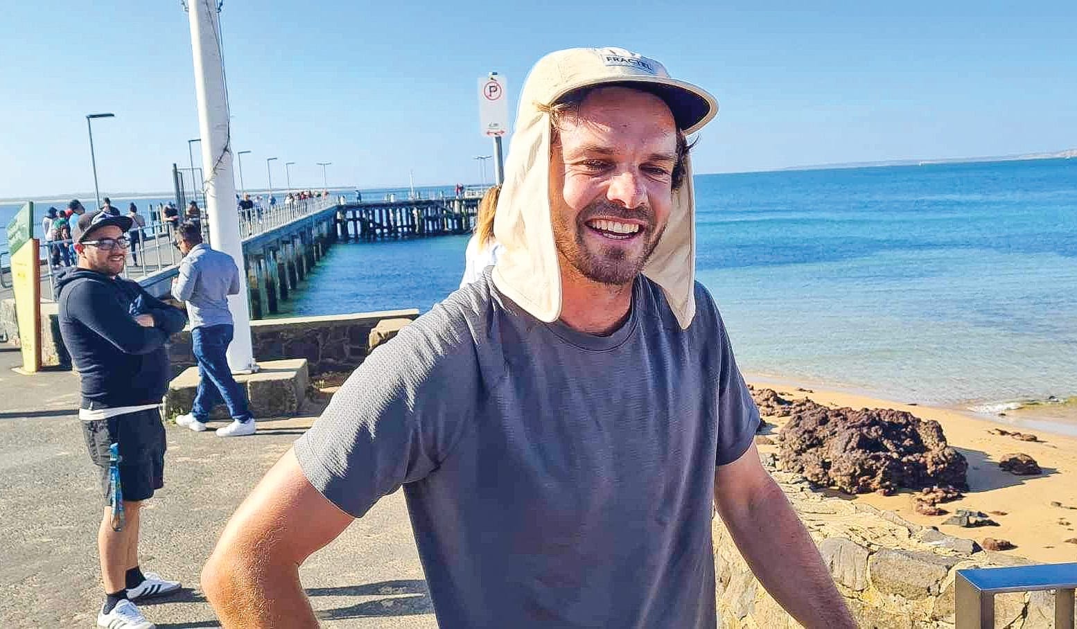 Tim runs rings around the island.