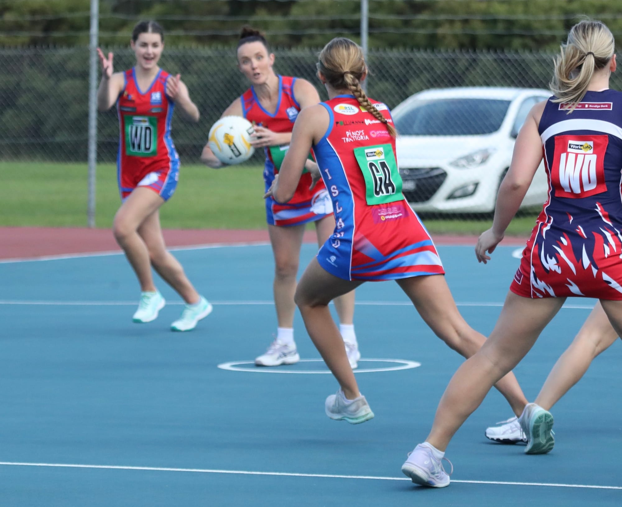 Island netballers and Koo Wee Rup battle it out - B Grade