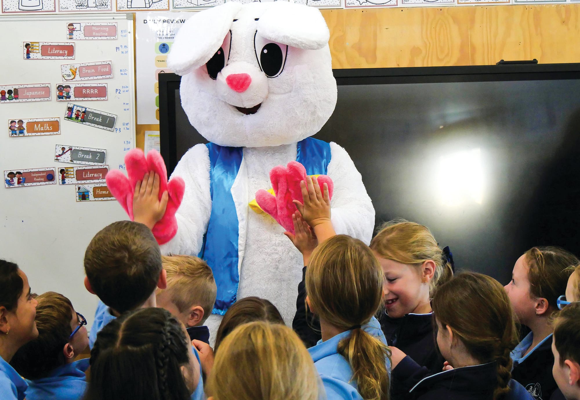 Easter Bunny bounds into school
