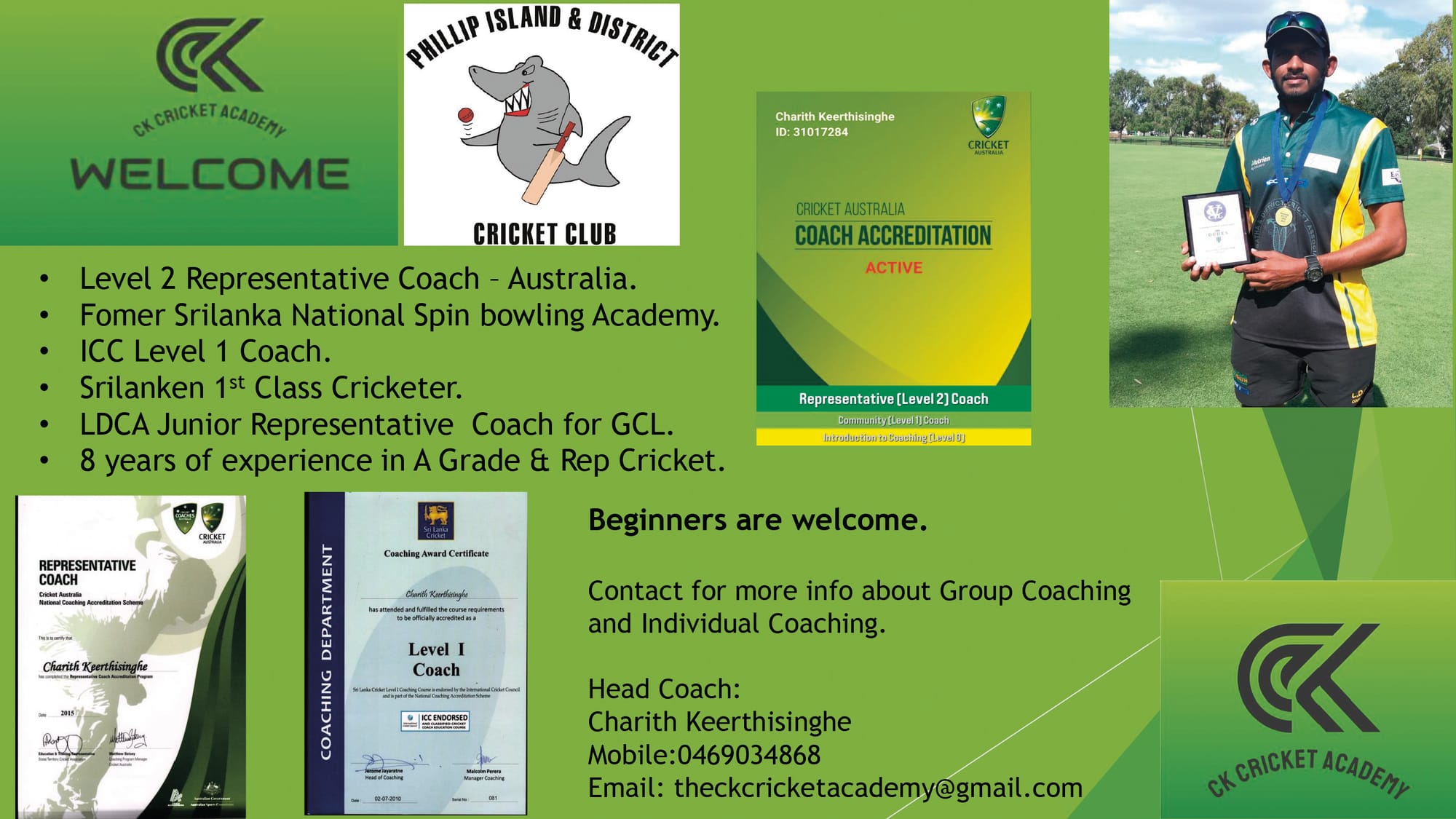 Group & Individual cricket coaching
