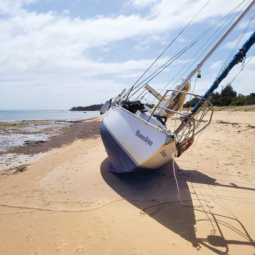 Yacht still high and dry