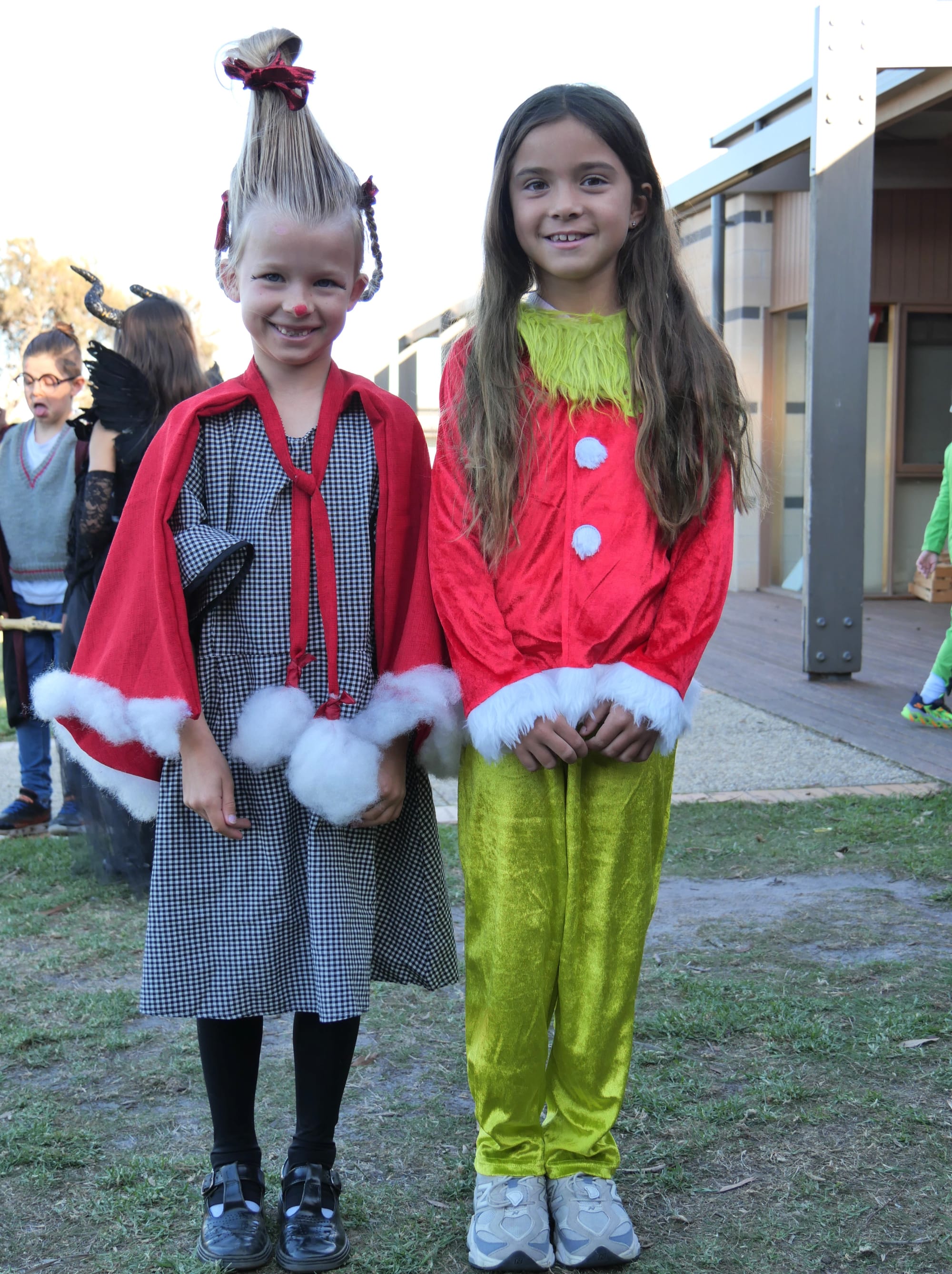 Fundraising Dress Up days were embraced by students of all ages. Newhaven College Year 2 students Saylor McHenry and Lana Milord-Robertson came as Dr Seuss characters for the Movie Character theme dress up day.