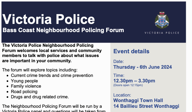 Bass Coast Neighbourhood Policing Forum