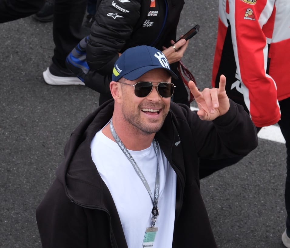 Bringing some celebrity star power, Chris Hemsworth at this year’s MotoGP. Photo: Nici Cahill, Snapshot Photography.