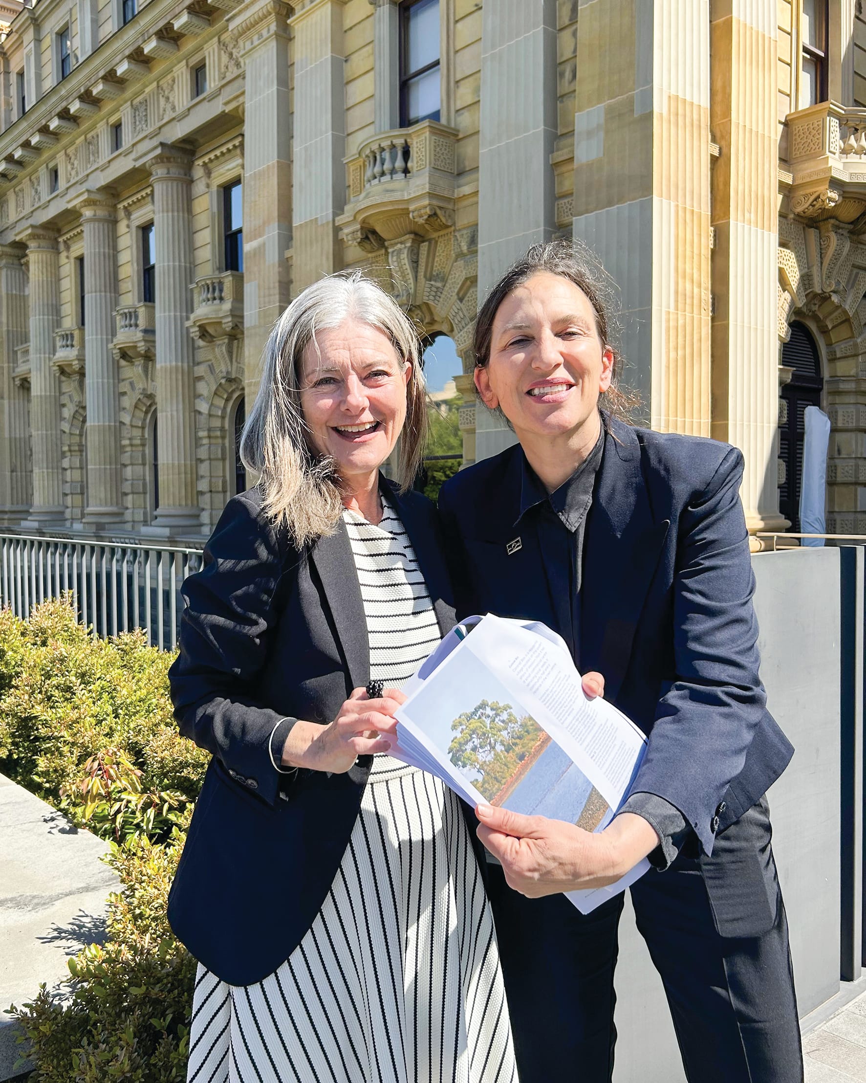 Minister for Planning Sonya Kilkenny (left) with MP for Bass Jordan Crugnale, celebrating after Bass Coast finally and officially became a Distinctive Areas and Landscape.