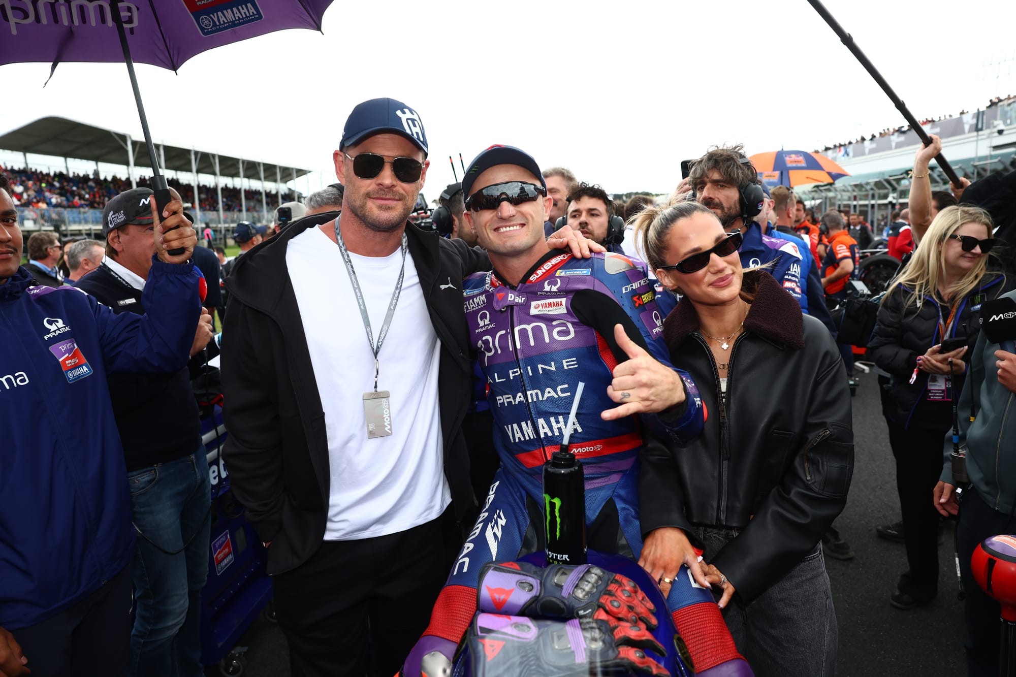 Chris Hemsworth with Jack and Ruby Miller at this year’s MotoGP. Photo courtesy of AGPC.
