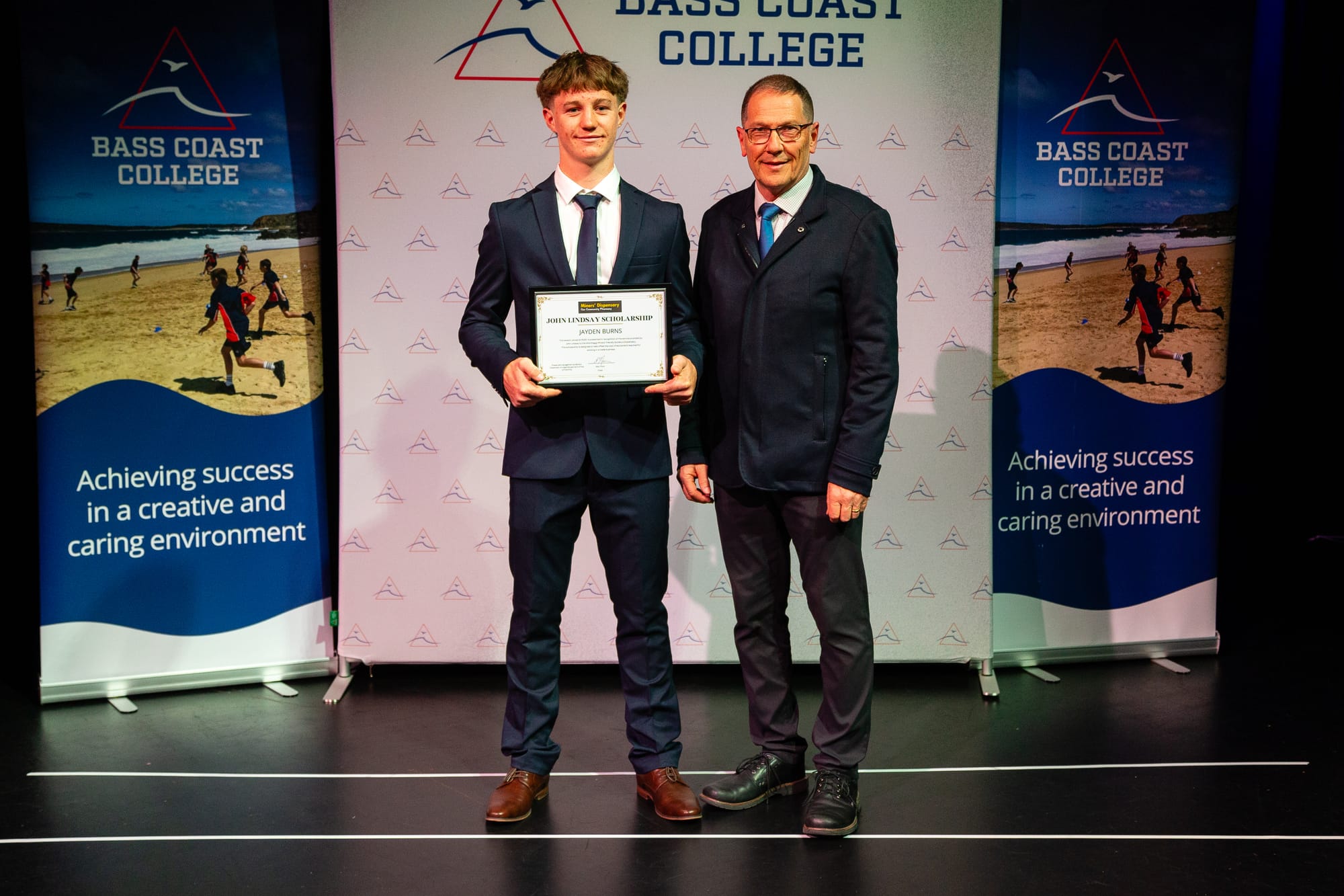 Jayden Burns was awarded The Miners Dispensary John Lindsay Memorial Scholarship at the Bass Coast College Graduation.