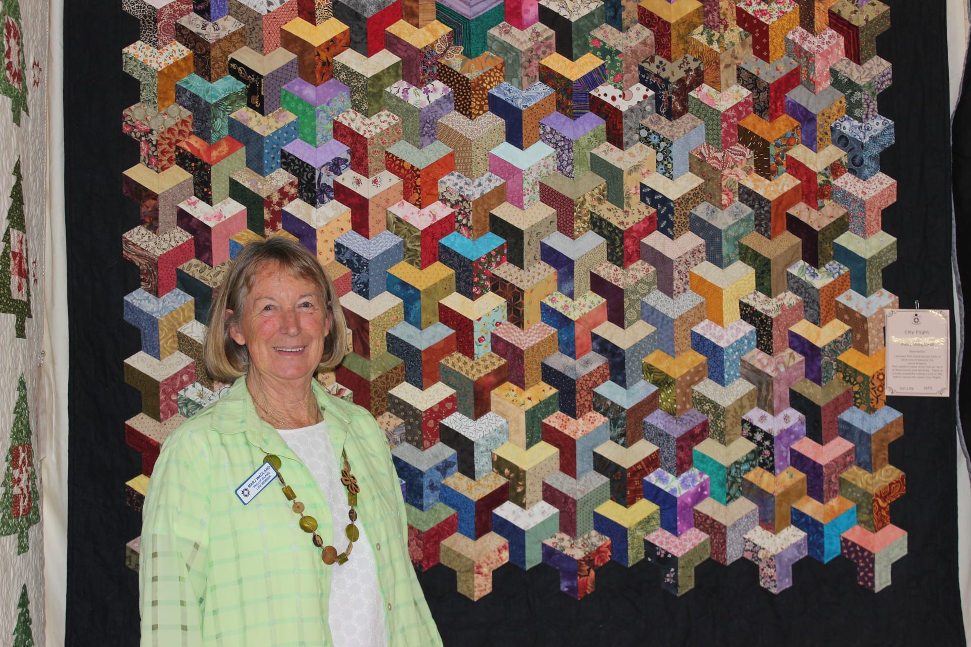 Marj Wagland winner of 2024 Viewers Choice with her quilt City Flight. The 2025 Patchworkers' Display runs from Saturday November 1 until Tuesday November 4, from 10am to 4pm at the Newhaven Hall.