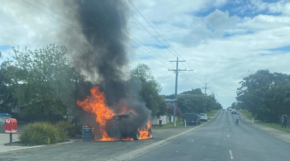 Car explodes in Cowes street post image